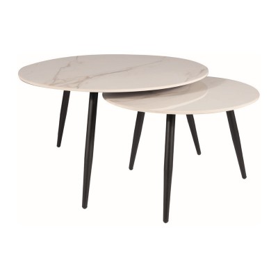 Комплект SIGNAL KORA D (2 стола журнальных) белый/черный мат